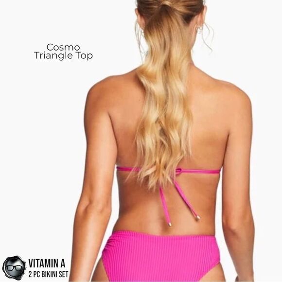 VITAMIN A SWIM BIKINI SET : MAGENTA COSMO TRIANGLE TOP + TURQUOISE MIDORI BOTTOM - Picture 7 of 16
